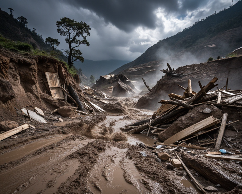 Nepal Flood Disaster Scene