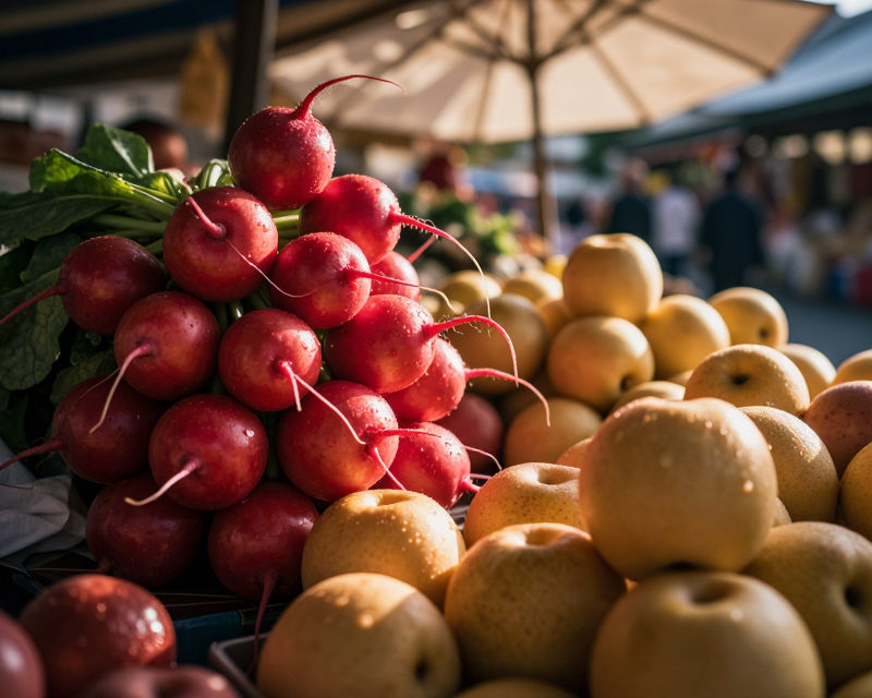 Fresh Korean Agricultural Products in Market