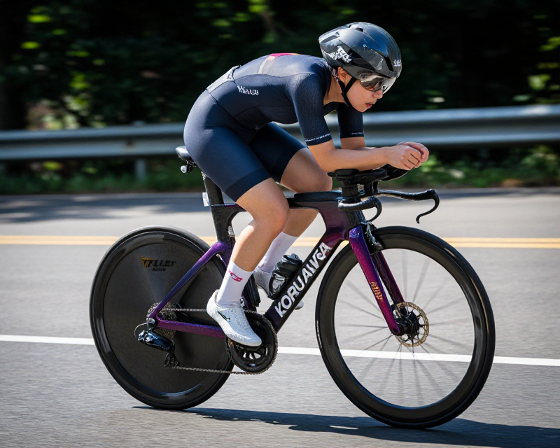 South Korean female cyclist in action