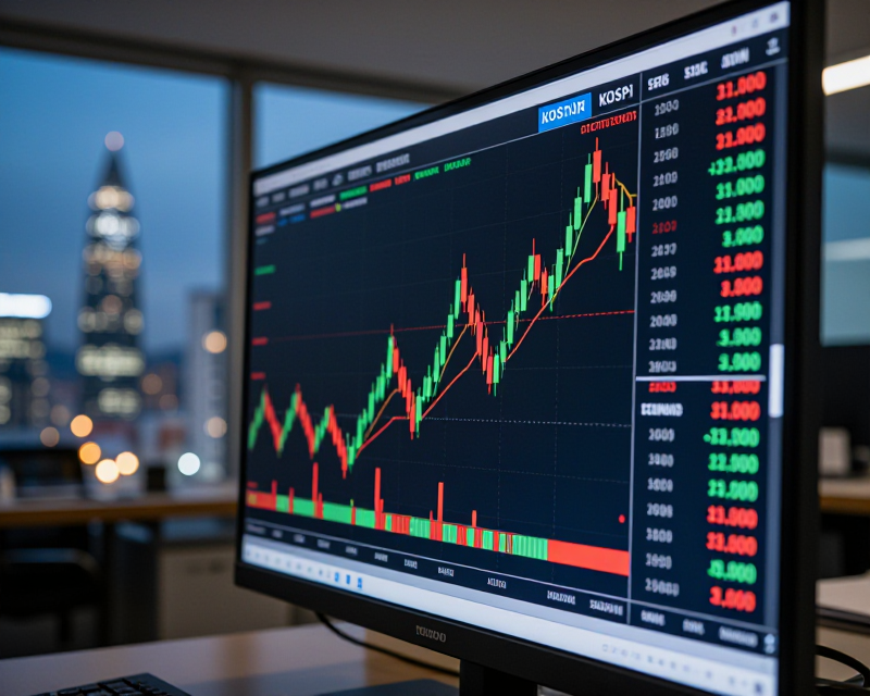 Modern Stock Market Display in Seoul