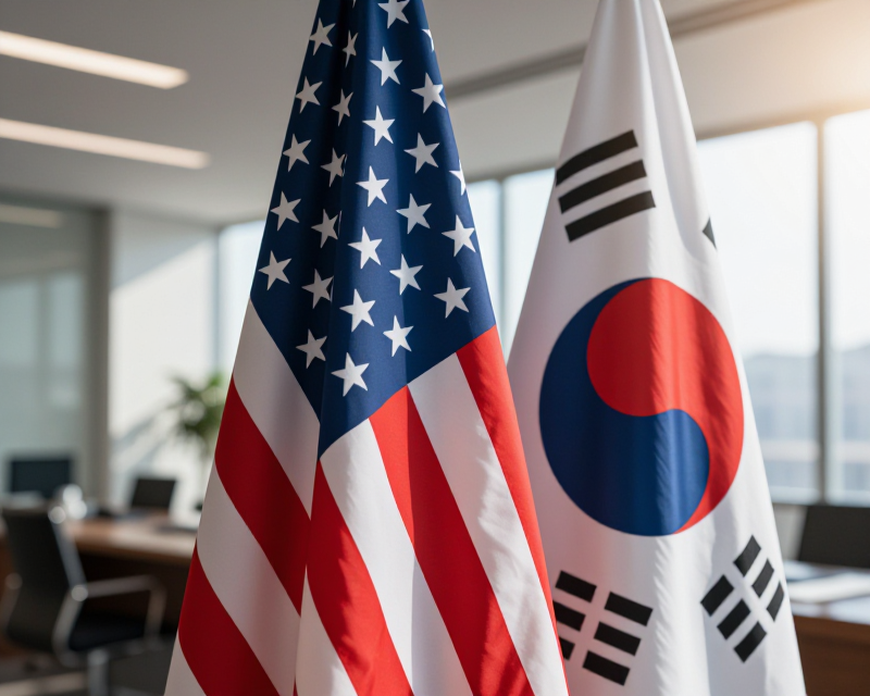 US and South Korea Flags Diplomacy