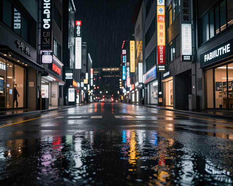Heavy Rain in South Korean Urban Setting
